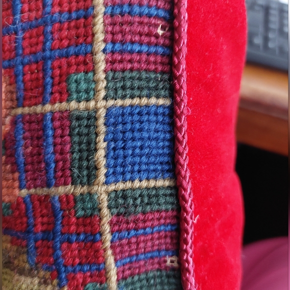 Lilian Vernon Floral Plaid Needle Point Pillow - Picture 7 of 7